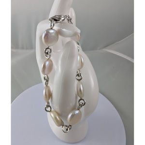 QVC 925 Sterling Silver Pearls Bracelet Beaded Iridescent